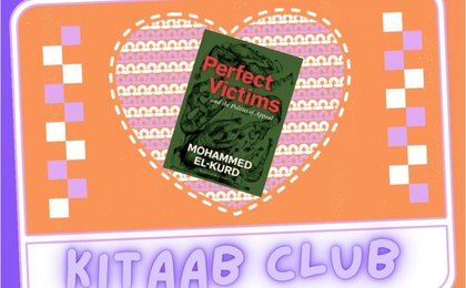 kitaab club. a heart with the book 'Perfect Victims and the Politics of Appeal' inside